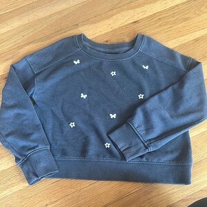 Women's Blue Sweater with Floral Accents